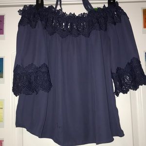 Navy blue off the shoulder top